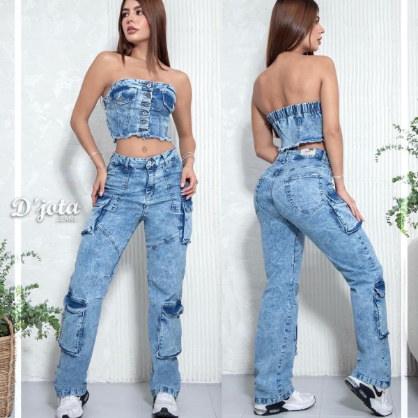 Conjunto De Jean y Top En Jean Para Dama Mi Mayorista
